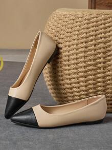 Chaussures plates de mode gris, kaki, pointues, noir et blanc, olive vert peu profondes pour femmes, convenant pour le port quotidien, les loisirs extérieurs, les trajets, le bureau, l'automne. Mocassins confortables noirs et bordeaux