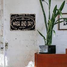 12x8 Inch Vintage Laundry Room Metal Sign - Rustic Iron Wall Decor