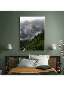 1pc Đẹp Rừng Xanh Đậm Sương Mù Núi Phong Cảnh Phong Cảnh Thiên Nhiên Poster Tranh Canvas Nghệ Thuật Treo Tường Hình Ảnh Trang Trí Phòng Nhà Không Có Khung - Nhiều màu - Xem 6