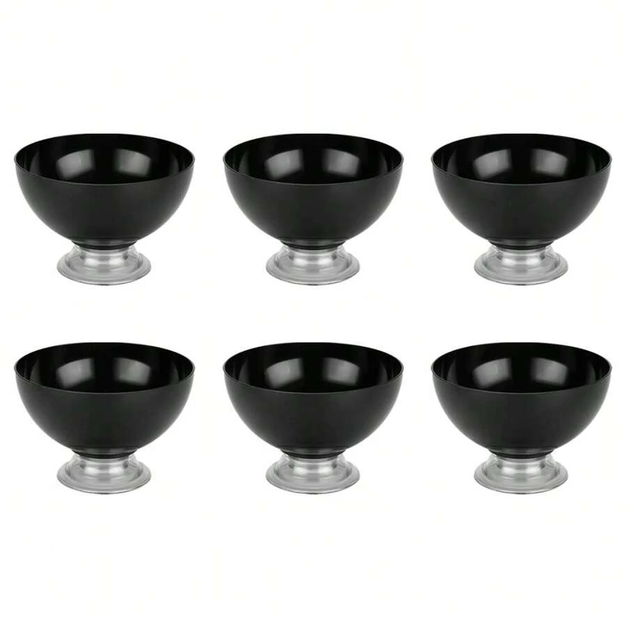 Kit Game Set 6 Dessert Cups Ice Cream Açaí 380ml Colorful Bright Colors Plastic Acrylic Kitchen - 黑色 - 查看 1