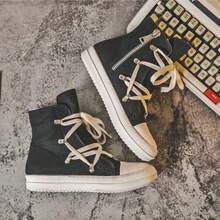 Five Star Platform Canvas Shoes, Couples 24 New Spring And Autumn, All Personality Street Fashion Shoes Hip Hop High Top Shoes, Men And Women - Black - View 2