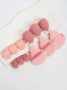 12pcs All-Purpose Makeup Sponges Set Consisting Of 3 Triangular Powder Puffs, 3 Mini Air Cushion Powder Puffs, 3 Water Drop Shaped Makeup Sponge, And 3 Mini Makeup Sponge. Suitable For Liquid Foundation, Powder Foundation, And Concealer Cream. Suitable For All Skin Types. - Multicolor - View 5