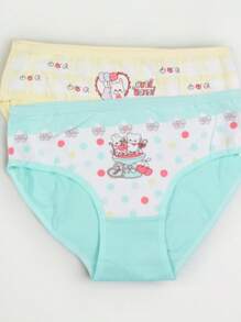 Conjunto de 3 Calzones de algodón para niña, diversos estampados Kawaii, multicolor tonos pastel, suaves y super cómodos. - Multicolor - Ver 5