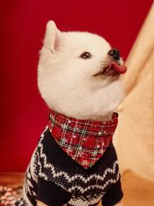 宠物全身印花方形围巾，休闲日常宠物用品 - 綠色 - 查看 6