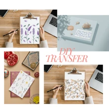 4 piezas Pegatinas de la serie minimalista de flores UV DTF para hojas impermeables de pegatinas para tazas de vidrio Libbey de 16 oz, tazas decorativas, útiles escolares, manualidades y suministros de arte DIY, pegatina de transferencia