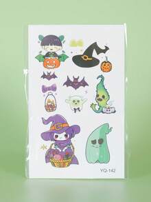 5pcs Halloween Glow-In-The-Dark Stickers, Cartoon Pumpkin, Ghost, Bat Patterns, Waterproof And Sweat-Resistant, Temporary Tattoo Stickers, Unisex, Suitable For Face, Neck, Arms And Other Body Parts, Create Personalized Tattoos - Multicolor - View 8