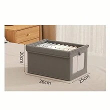 大号收纳篮 | 结实耐用的布艺衣柜收纳盒，带透明窗口，可折叠带盖，米色/灰色装饰，家居装饰，收纳整理，适用于连衣裙、裤子、鞋子、牛仔裤、靴子、裙子等。 - 多色 - 查看 13