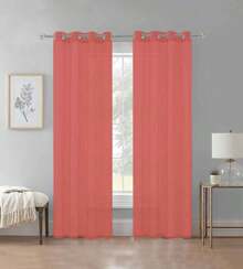 TRANSPARENT VEIL CURTAIN - 紅色的 - 查看 1
