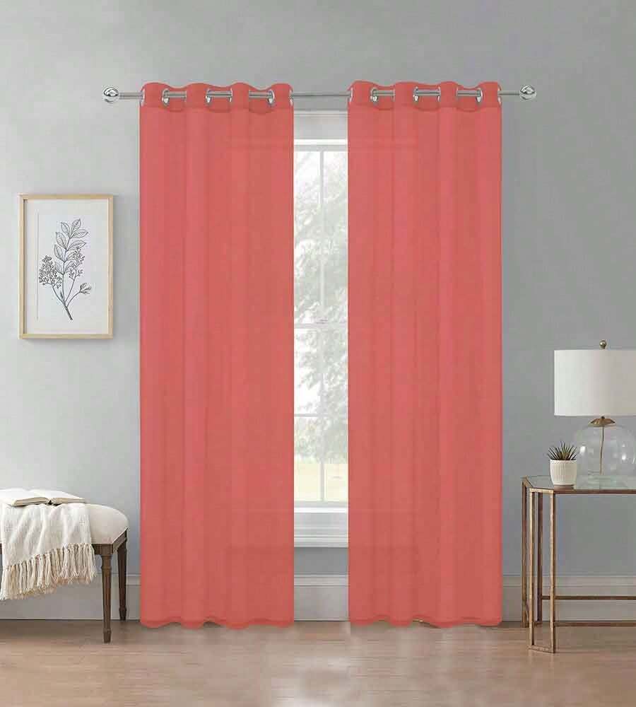TRANSPARENT VEIL CURTAIN - 紅色的 - 查看 1