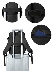 輕盈耐水尼龍布電腦商務行李，適配15.6英寸筆記本電腦，適用於商務、度假、大學、學校、戶外、假日、購物等場合，男孩女孩學生禮物，適合女性客艙行李尺寸40x20x25，短途旅行大容量背包，旅行必備，可放置手提電腦，可配戴行李帶，防盜，鞋子收納層，適合青少年女孩女性大學生、男孩、男性，適用於大學、小學、中學、高中、工作、商務、通勤、戶外、旅行、出行等。 - 黑色 - 查看 11