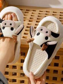 Pantuflas de estar por casa para hombre, bonitos estampados de animales, sencillas. - Blanco - Ver 9