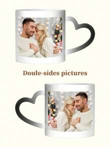 1pc Custom Photo Color-Changing Heart-Shaped Mug, Personalized Photo Coffee Mug, Heat Sensitive Color Changing, Personalized Photo Anniversary Mug, Housewarming Gift, Valentine's Day Gift, Anniversary Gift, Graduation Gift, Cute Custom, Personalized, Unique Ideal Gifts For Her Boyfriend, Girlfriend For Anniversaries, For Valentine's Day Mother's Day Birthdays Children's Day Father's Day, For Graduation, For Weddings, For Housewarming Living Room, Home - Multicolor - View 11