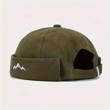 New Embroidered Peaks Unisex Long Brimmed Hat Beanie Skull Cap Sailor Cap Adjustable Roll Cuffs Vintage Women's Skullcap - 黑色 - 查看 10