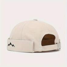 New Embroidered Peaks Unisex Long Brimmed Hat Beanie Skull Cap Sailor Cap Adjustable Roll Cuffs Vintage Women's Skullcap - 黑色 - 查看 7