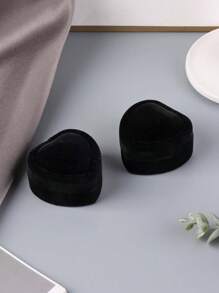 1 Peça Caixa de Jóias em Forma de Coração, Caixa de Presente Floquada Vermelha em Forma de Coração para Anéis