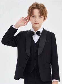 Conjunto de terno casual para meninos pré-adolescentes de 2 peças, traje de cavalheiro com blazer para escola/performance