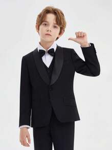 Conjunto de terno casual para meninos pré-adolescentes de 2 peças, traje de cavalheiro com blazer para escola/performance