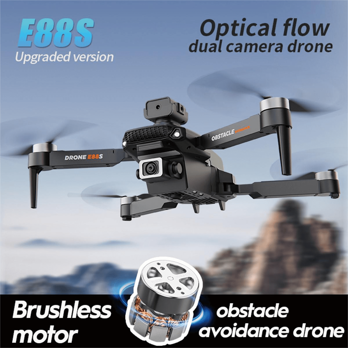 E88S Obstacle Avoidance Brushless Motor Folding Remote Control Aircraft