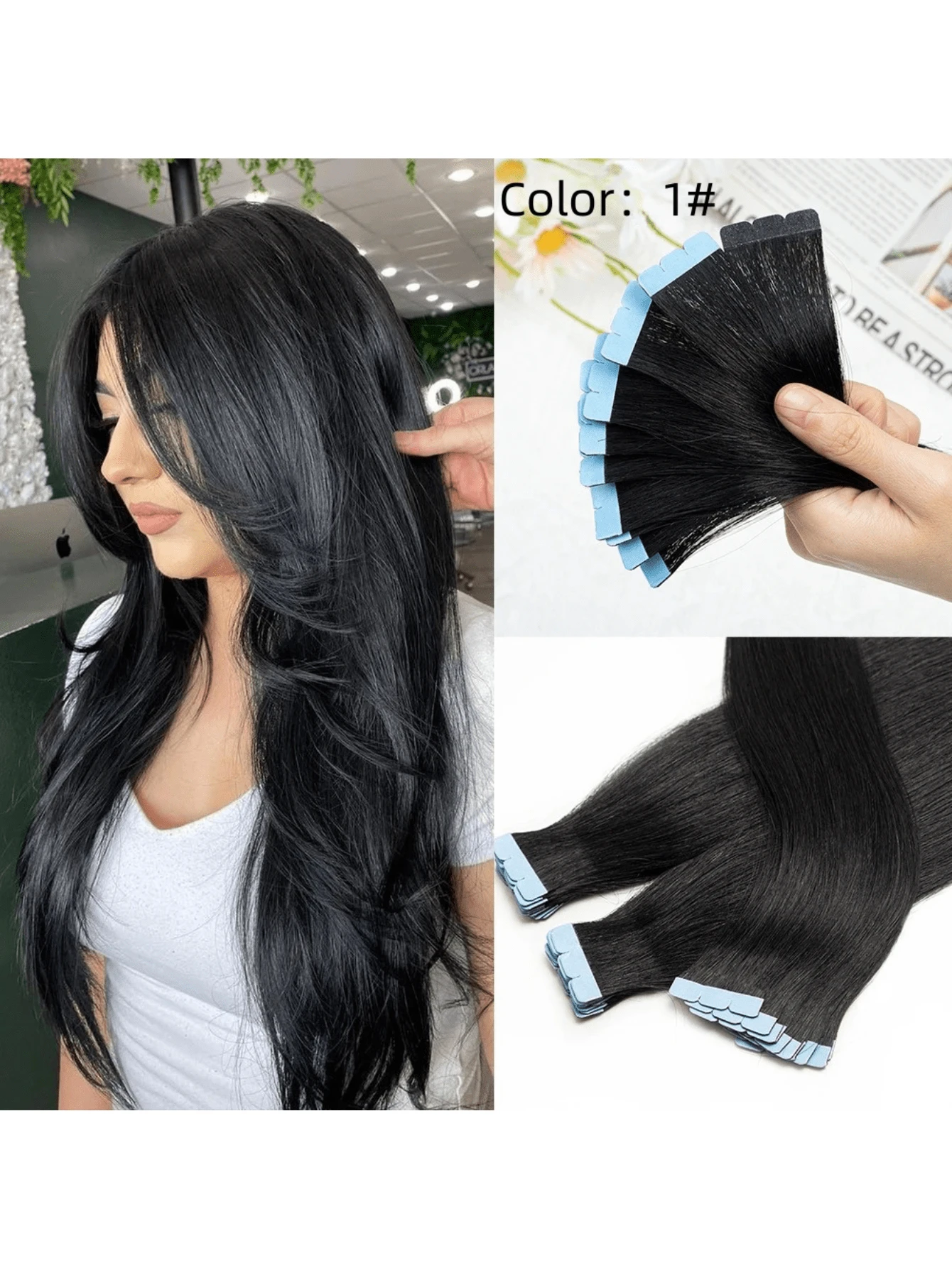 Tape In Human Hair Extensions 12"-24" Mini Tape Hair Extension Straight 10pcs Machine Remy Invisible Adhesive Tape Hair