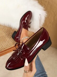New Style Women Loafers Shoes, Mid Heel Chunky Comfortable Soft Leather Casual Slip-On Oxfords, Fashion British Style