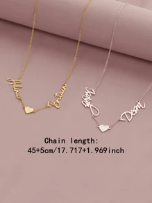 1 pièce Collier pendentif en forme de cœur personnalisé avec multi-nom personnalisé pour couple ou nom de famille, en lettres anglaises et chiffres, or, argent. Stylé, mode d'automne, vintage, unisexe, simple et décontracté. Idéal pour les cadeaux pour elle, copain, copine, papa, maman, famille, amis, pour les anniversaires, les remises de diplômes, les bals, les fêtes, les fournitures scolaires, la rentrée, le bureau, l'école, la classe, les cadeaux d'enseignant, l'université, les collègues, les chambres d'étudiant, les professeurs, les garçons et les filles, les adolescents, les élèves de collège, de lycée, d'université, les étudiants débutants, de deuxième année, de classes inférieures.