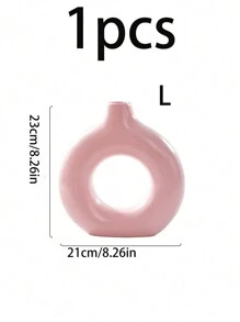 1pc White Plastic Vase, Flower Pot, Artificial Flower Vase, Floral Container, Decorative Vase - Pink - View 12