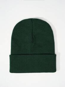 1pc Y2K Style Acrylic Plain Knitted Beanie Hat, Outdoor Cold Weather Casual Warm Cap For Daily Commute Halloween Fall Outfit - Light Board - View 52