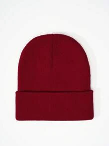 1pc Y2K Style Acrylic Plain Knitted Beanie Hat, Outdoor Cold Weather Casual Warm Cap For Daily Commute Halloween Fall Outfit - Light Board - View 30