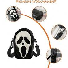 1pc Halloween Pumpkin Crossbody Bag, Pu Leather Novelty Ghost Purse Cute Spooky Season Gothic Shoulder Bag For Women Men Adult Teen, Ideal Christmas Valentine'S Day Gifts, Halloween Party Essentials Halloween Decorations, Foldable Storage Bags,Boho Vibes