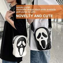 1pc Halloween Pumpkin Crossbody Bag, Pu Leather Novelty Ghost Purse Cute Spooky Season Gothic Shoulder Bag For Women Men Adult Teen, Ideal Christmas Valentine'S Day Gifts, Halloween Party Essentials Halloween Decorations, Foldable Storage Bags,Boho Vibes