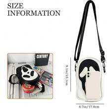 1pc Halloween Pumpkin Crossbody Bag, Pu Leather Novelty Ghost Purse Cute Spooky Season Gothic Shoulder Bag For Women Men Adult Teen, Ideal Christmas Valentine'S Day Gifts, Halloween Party Essentials Halloween Decorations, Foldable Storage Bags,Boho Vibes