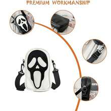 1pc Halloween Pumpkin Crossbody Bag, Pu Leather Novelty Ghost Purse Cute Spooky Season Gothic Shoulder Bag For Women Men Adult Teen, Ideal Christmas Valentine'S Day Gifts, Halloween Party Essentials Halloween Decorations, Foldable Storage Bags,Boho Vibes