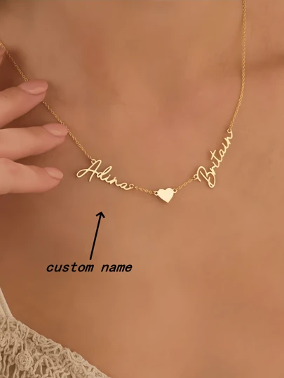 1 pieza Collar personalizado de pareja con 2 nombres, collar con placa con nombre personalizado de acero inoxidable chapado en oro de 18K, regalo para amigos, parejas, fiestas, cumpleaños