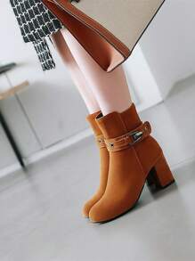 2024 New Thick Sole Short Boots, Chunky High Heel Boots For Women, Fashion  Boots In Red, Black, Brown Colors For Autumn Winter