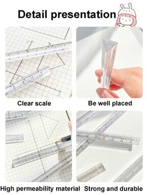 1 Stück einfacher transparenter Dreieckslineal, 3D-Zeichen- und Messlineal, stabiles und glattes präzises Lineal zum Zeichnen, Messen und für den Bürogebrauch