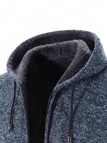 Felpa con cappuccio e chiusura lampo da uomo, maglione lavorato a maglia a righe con maniche lunghe, felpa con cappuccio aderente con tasche, invernale