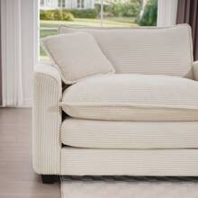 Modern Fabric Living Room Set Of 2 Sofas With One 2-Seat Sofa And One 3 - Seat Sofa, Upholstery Large Deep Seat 2 Seatr And 3 Seater Sofa Set, Light Beige Corduroy Fabric