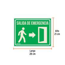 Letrero de señalización "SALIDA DE EMERGENCIA", 21 x 28 cm - Multicolor - Ver 3
