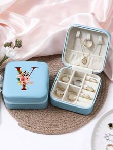 1 件珠宝收纳盒便携式旅行和商务旅行使用，适用于戒指、耳环、项链、小珠宝盒