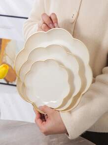 1 khay viền vàng hình hoa, quà tặng Giáng sinh đa năng - trắng - Xem 1