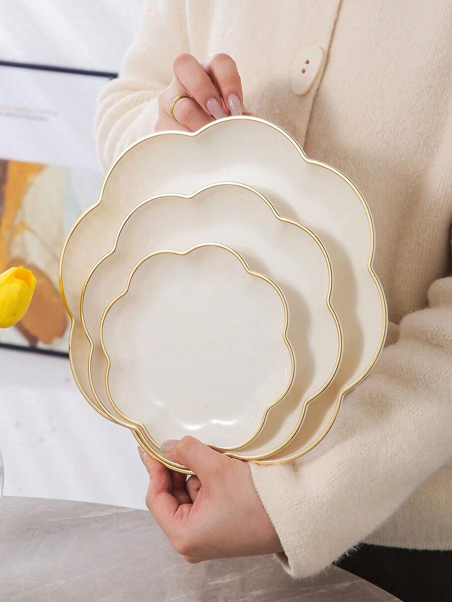 1 khay viền vàng hình hoa, quà tặng Giáng sinh đa năng - trắng - Xem 1