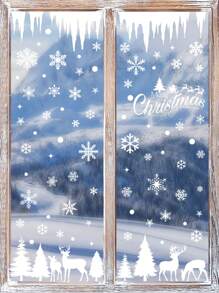322 piezas/Set 9 hojas de pegatinas de decoración navideña, que incluyen diseños de renos y muñecos de nieve, para la exhibición de la tienda - Multicolor - Ver 8