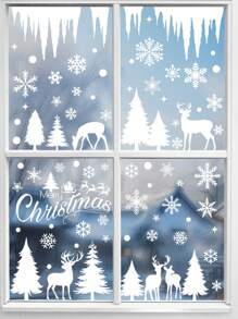 322 piezas/Set 9 hojas de pegatinas de decoración navideña, que incluyen diseños de renos y muñecos de nieve, para la exhibición de la tienda - Multicolor - Ver 7