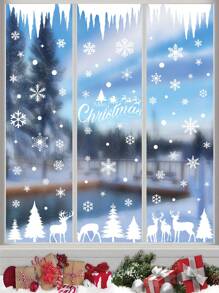 322 piezas/Set 9 hojas de pegatinas de decoración navideña, que incluyen diseños de renos y muñecos de nieve, para la exhibición de la tienda - Multicolor - Ver 6