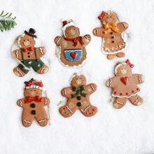 6 قطعة/2 قطعة/1 قطعة زخرفة شجرة عيد الميلاد علقات رجل الزنجبيل الراتنجية الصغيرة ، ديكور عيد الميلاد المرسوم باليد ، عيد الميلاد