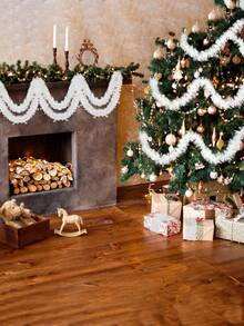 1 件 - 圣诞树必备白色雪花花环，无羽毛塑料装饰，适用于家庭和派对、教室家庭室内室外挂饰、万圣节、万圣节装饰 - 白色 - 查看 3