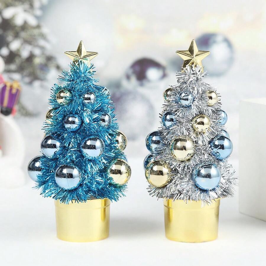4 3.7in * 7in Christmas Mini Desktop Christmas Tree Ornaments Sweet Cone Tree Desktop Atmosphere Party Decoration Supplies Suitable For Living Room, Kitchen, Shop Window, Bar Desktop Christmas Desktop Ornaments Merry Christmas December 25th Best Gifts