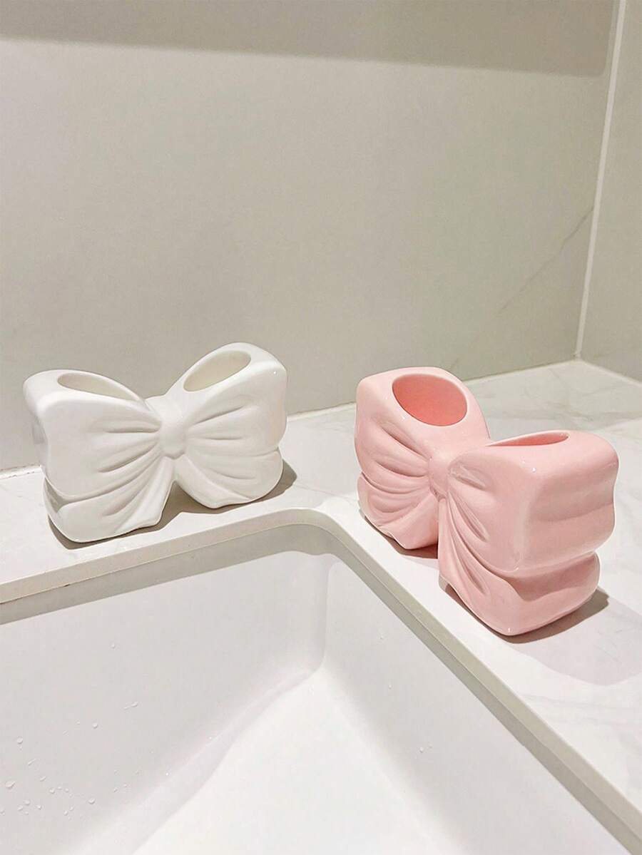 1pc Ins Style Bowknot Toothbrush Holder, Creative Bathroom Vanity