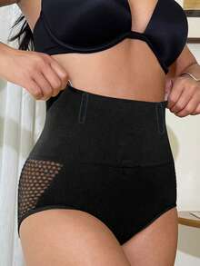 1 件装高腰透气内裤女士收腹提臀产后腹部塑身瘦腰塑身 - 黑色 - 查看 5