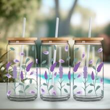 4 piezas Pegatinas de la serie minimalista de flores UV DTF para hojas impermeables de pegatinas para tazas de vidrio Libbey de 16 oz, tazas decorativas, útiles escolares, manualidades y suministros de arte DIY, pegatina de transferencia